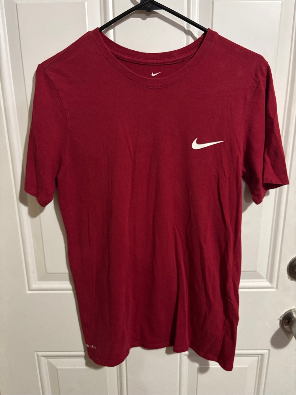 Nike Men's Crimson Short Sleeve Tee with White Swoosh